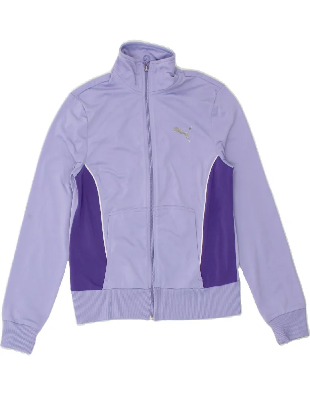 PUMA Womens Tracksuit Top Jacket UK 14 Medium Purple Colourblock Polyester A-Line Jacket Boat Neck Shawl Collar PUMA Womens Tracksuit Top Jacket UK 14 Medium Purple Colourblock Polyester A-Line Jacket Boat Neck Shawl Collar