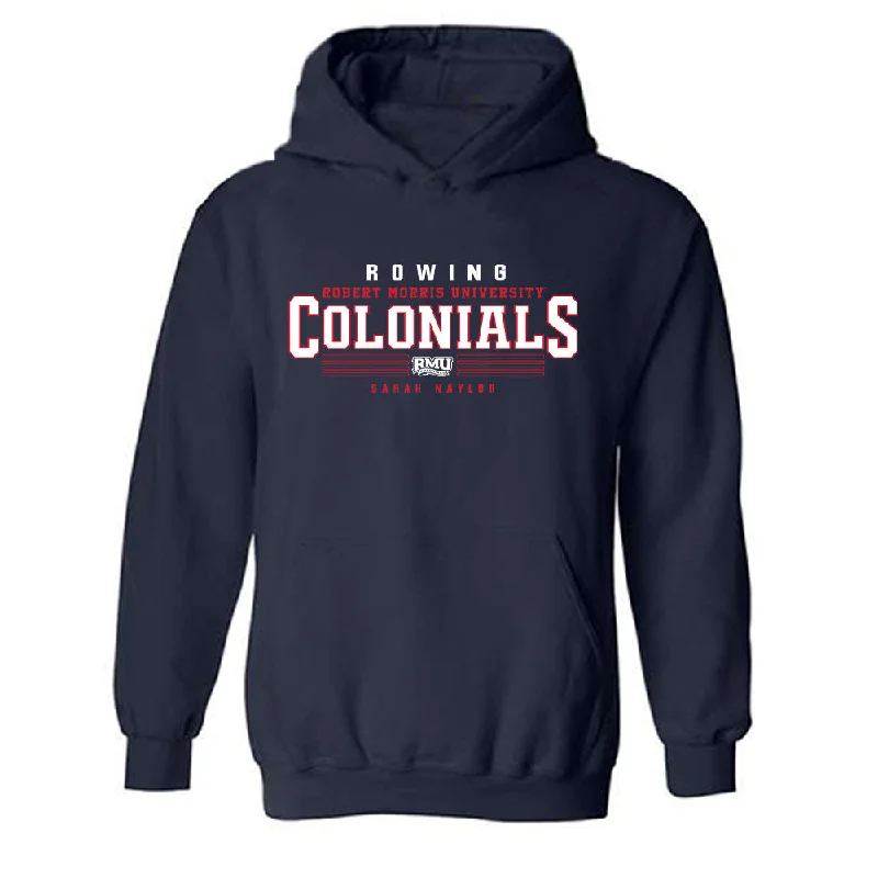 Robert Morris - NCAA Women's Rowing : Sarah Naylor - Classic Fashion Shersey Hooded Sweatshirt Hoodie with Hem Drawcord Adjustable Customizable Robert Morris - NCAA Women's Rowing : Sarah Naylor - Classic Fashion Shersey Hooded Sweatshirt Hoodie with Hem Drawcord Adjustable Customizable