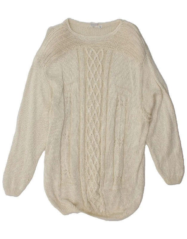 VINTAGE Womens Oversized Boat Neck Jumper Sweater UK 18 XL Off White Fitted Loose Oversized VINTAGE Womens Oversized Boat Neck Jumper Sweater UK 18 XL Off White Fitted Loose Oversized