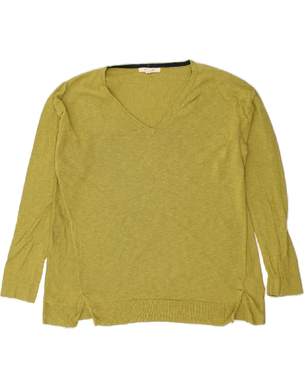WHITE STUFF Womens V-Neck Jumper Sweater UK 12 Medium Green Cotton Zippered Buttoned Snapped WHITE STUFF Womens V-Neck Jumper Sweater UK 12 Medium Green Cotton Zippered Buttoned Snapped