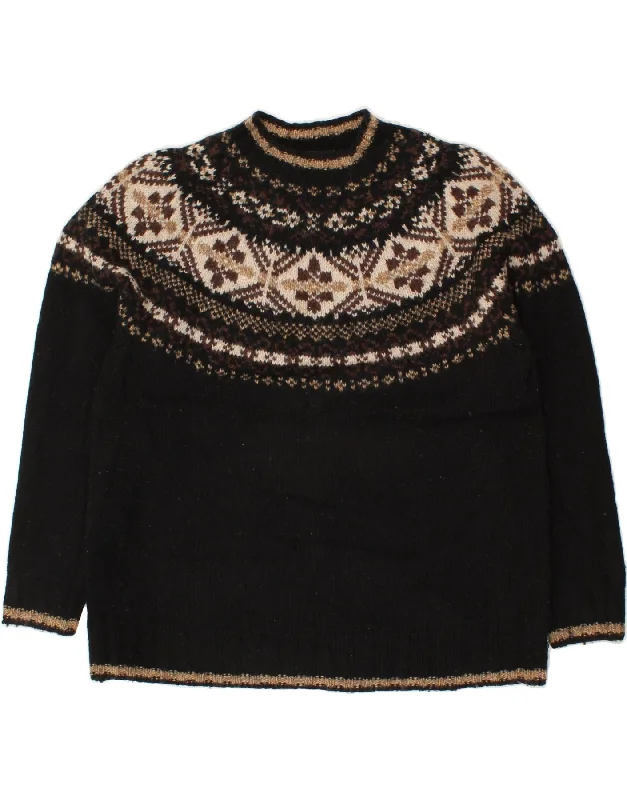 EDDIE BAUER Womens Turtle Neck Jumper Sweater UK 16 Large Black Fair Isle Casual Formal Business EDDIE BAUER Womens Turtle Neck Jumper Sweater UK 16 Large Black Fair Isle Casual Formal Business