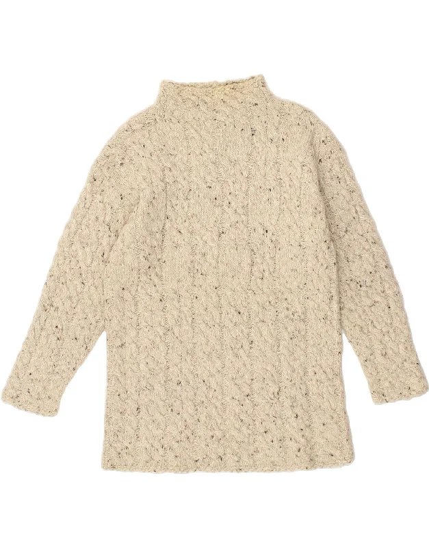 VINTAGE Womens Turtle Neck Jumper Sweater UK 14 Large Beige Flecked Wool Slim Fit Regular Fit Oversized VINTAGE Womens Turtle Neck Jumper Sweater UK 14 Large Beige Flecked Wool Slim Fit Regular Fit Oversized