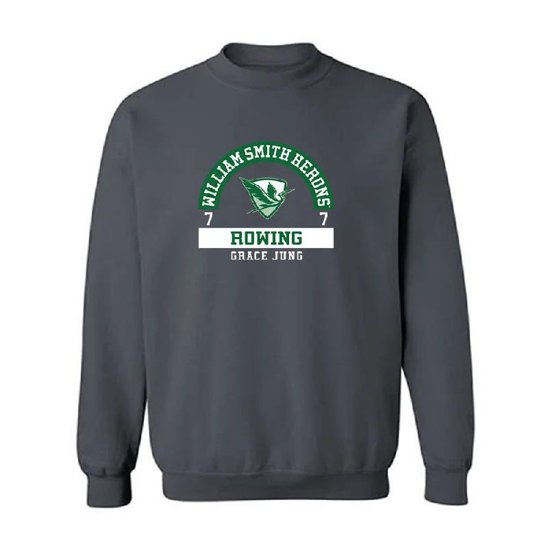 HWS - NCAA Women's Rowing : Grace Jung - Classic Fashion Shersey Crewneck Sweatshirt Hoodie with Slit Hem Functional Movement HWS - NCAA Women's Rowing : Grace Jung - Classic Fashion Shersey Crewneck Sweatshirt Hoodie with Slit Hem Functional Movement
