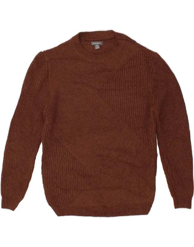 EDDIE BAUER Womens Crew Neck Jumper Sweater UK 14 Medium Brown Cotton Zippered Front Buttoned Front Snap Front EDDIE BAUER Womens Crew Neck Jumper Sweater UK 14 Medium Brown Cotton Zippered Front Buttoned Front Snap Front