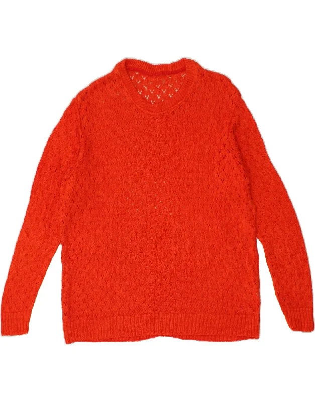 VINTAGE Womens Crew Neck Jumper Sweater IT 46 Large Red Acrylic Real Fur Shearling Chenille VINTAGE Womens Crew Neck Jumper Sweater IT 46 Large Red Acrylic Real Fur Shearling Chenille