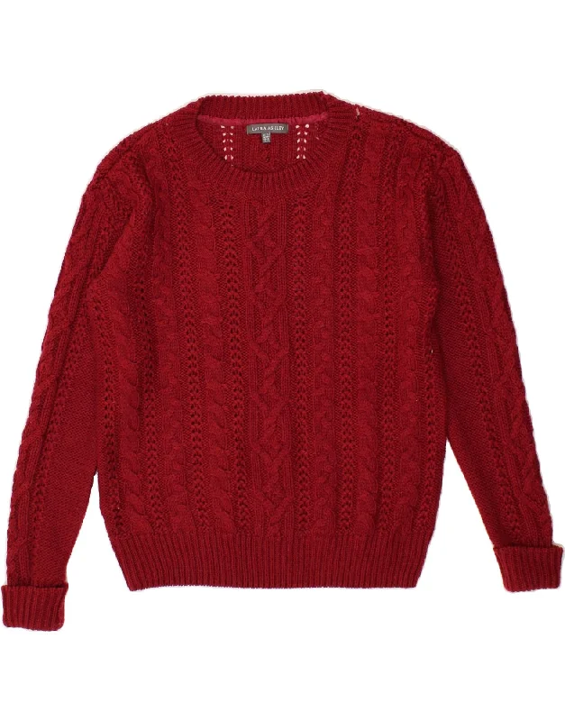 LAURA ASHLEY Womens Crew Neck Jumper Sweater UK 12 Medium Red Acrylic Seamless Knitted Crochet LAURA ASHLEY Womens Crew Neck Jumper Sweater UK 12 Medium Red Acrylic Seamless Knitted Crochet