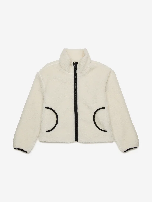 Diesel Girls Polar Fleece Jacket in Ivory Stand-Up Collar Roll-Neck Collar Turtle Neck Diesel Girls Polar Fleece Jacket in Ivory Stand-Up Collar Roll-Neck Collar Turtle Neck