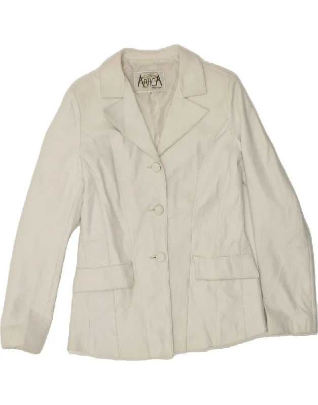 VINTAGE Womens Leather 3 Button Blazer Jacket IT 44 Medium White Leather Print Jacket Jacquard Jacket Patchwork Jacket VINTAGE Womens Leather 3 Button Blazer Jacket IT 44 Medium White Leather Print Jacket Jacquard Jacket Patchwork Jacket