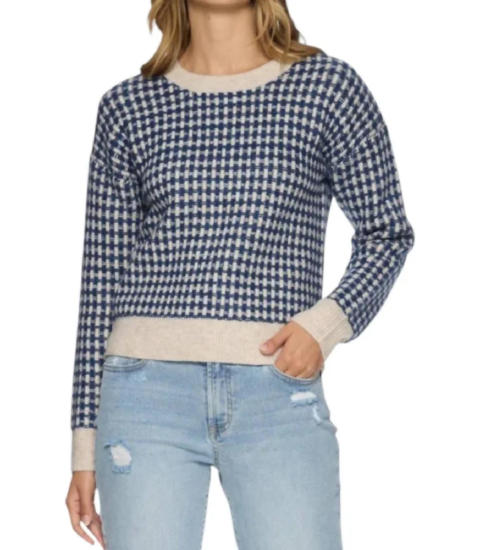 Michie Crew Sweater In Blue Chenille Blend Fleece Blend Nylon Blend