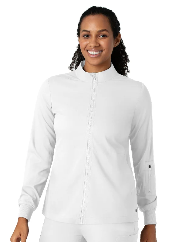 Women's Four-Pocket Warm-Up Jacket Satin Fabric Silk Fabric Chiffon Fabric