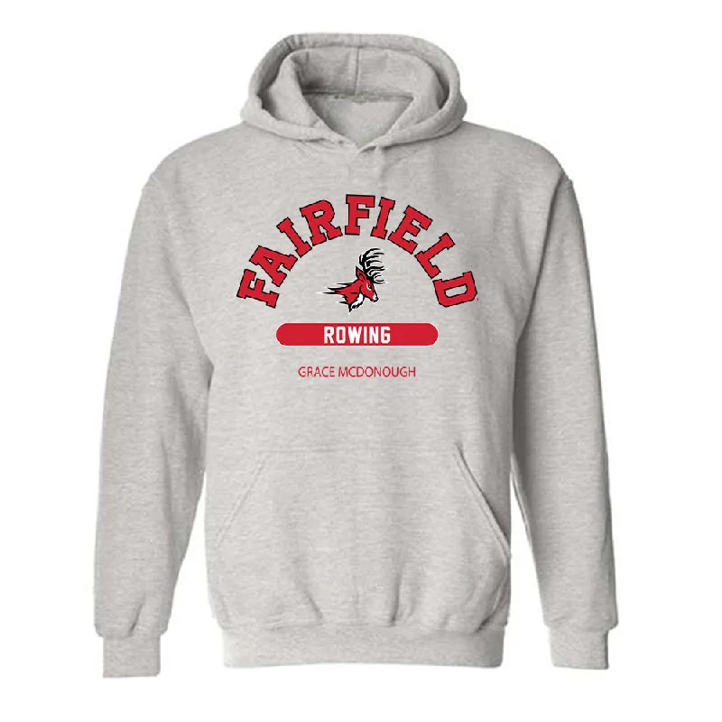 Fairfield - NCAA Women's Rowing : Grace McDonough - Classic Fashion Shersey Hooded Sweatshirt Hoodie with Button Placket Classic Preppy Fairfield - NCAA Women's Rowing : Grace McDonough - Classic Fashion Shersey Hooded Sweatshirt Hoodie with Button Placket Classic Preppy