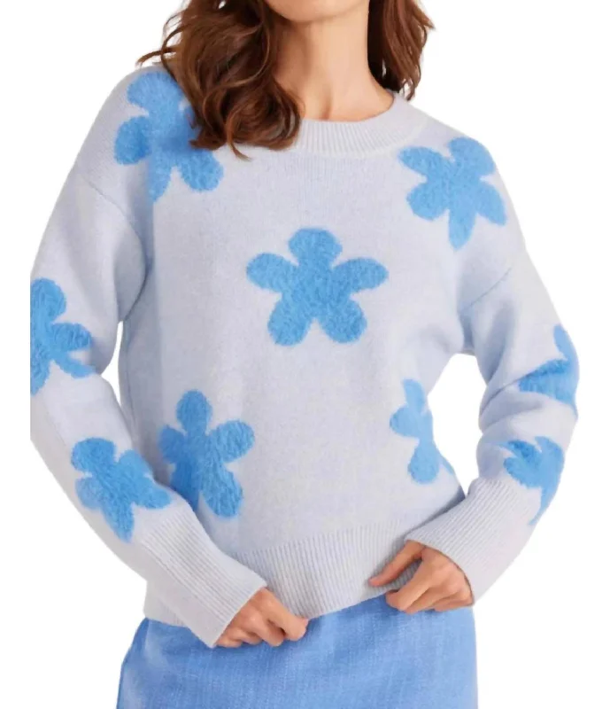 Daisy Fluffy Sweater In Light Blue Cashmere Blend Cotton Blend Poly Blend