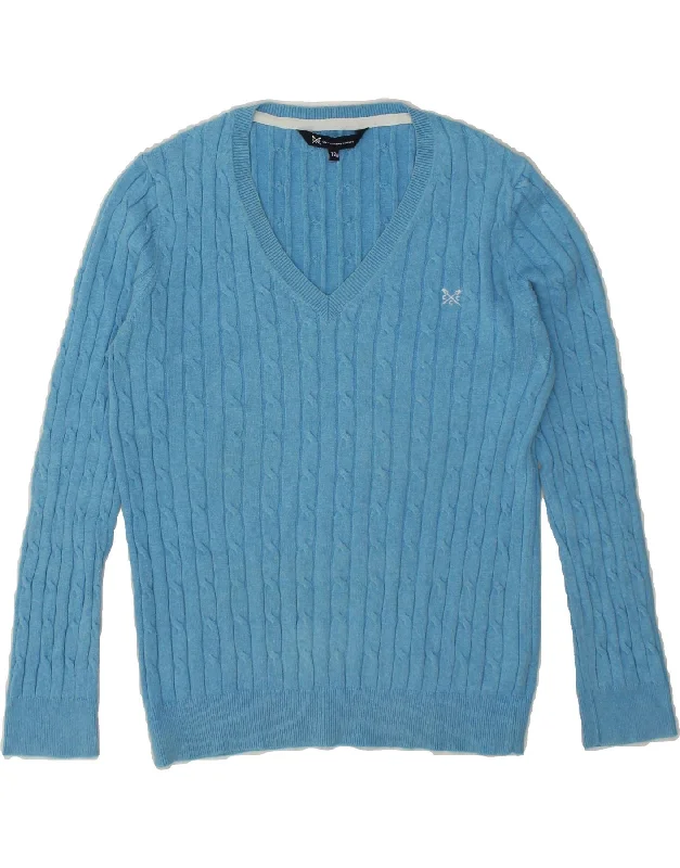 CREW CLOTHING Womens V-Neck Jumper Sweater UK 12 Medium Blue Cotton Faux Fur Fabric Real Fur Fabric Shearling Fabric CREW CLOTHING Womens V-Neck Jumper Sweater UK 12 Medium Blue Cotton Faux Fur Fabric Real Fur Fabric Shearling Fabric
