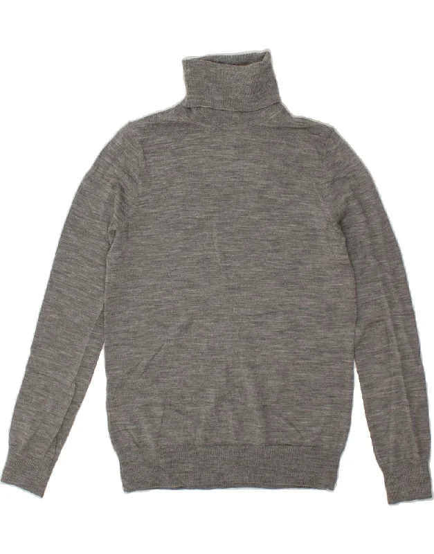 J. CREW Womens Roll Neck Jumper Sweater UK 10 Small Grey Merino Wool Fitted Loose Oversized J. CREW Womens Roll Neck Jumper Sweater UK 10 Small Grey Merino Wool Fitted Loose Oversized