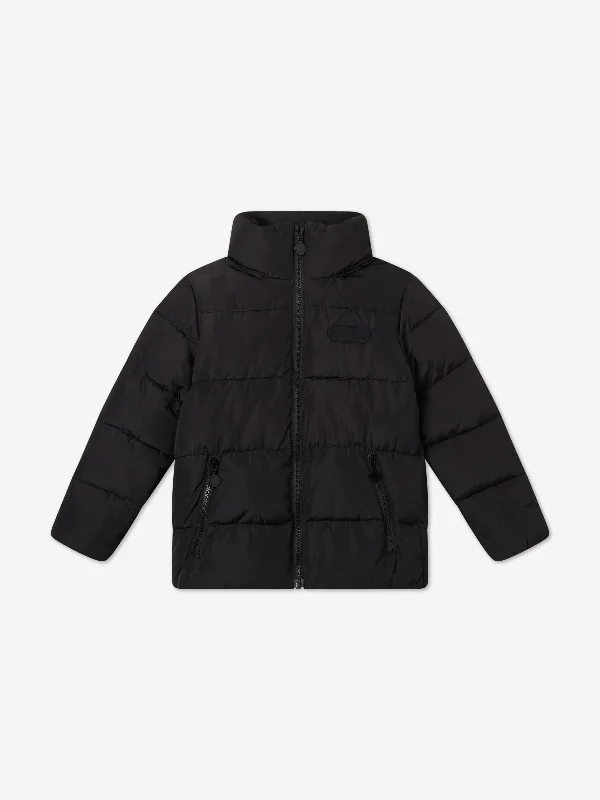 Stella McCartney Kids Branded Puffer Jacket in Black Embroidered Jacket Appliqued Jacket Beaded Jacket Stella McCartney Kids Branded Puffer Jacket in Black Embroidered Jacket Appliqued Jacket Beaded Jacket
