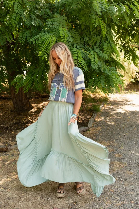 The Nest Forever Beauty Maxi Skirt - Pale Sage chiffon skirt floaty