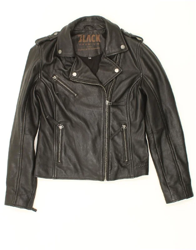 VINTAGE Womens Crop Leather Biker Jacket EU 38 Medium Black Hooded Jacket Caped Jacket Shawl Collar Jacket VINTAGE Womens Crop Leather Biker Jacket EU 38 Medium Black Hooded Jacket Caped Jacket Shawl Collar Jacket