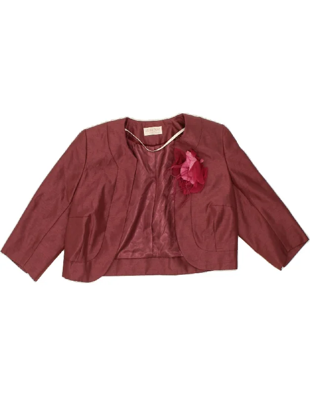 VINTAGE Womens 3/4 Sleeve Bolero Jacket UK 10 Small Maroon Polyester Welt Pockets Slit Pockets Flap Pockets VINTAGE Womens 3/4 Sleeve Bolero Jacket UK 10 Small Maroon Polyester Welt Pockets Slit Pockets Flap Pockets