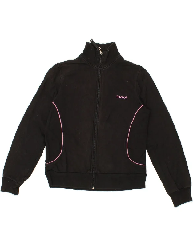 REEBOK Womens Tracksuit Top Jacket UK 14 Medium Black Cotton Toggled Jacket Drawstring Jacket Belted Jacket REEBOK Womens Tracksuit Top Jacket UK 14 Medium Black Cotton Toggled Jacket Drawstring Jacket Belted Jacket