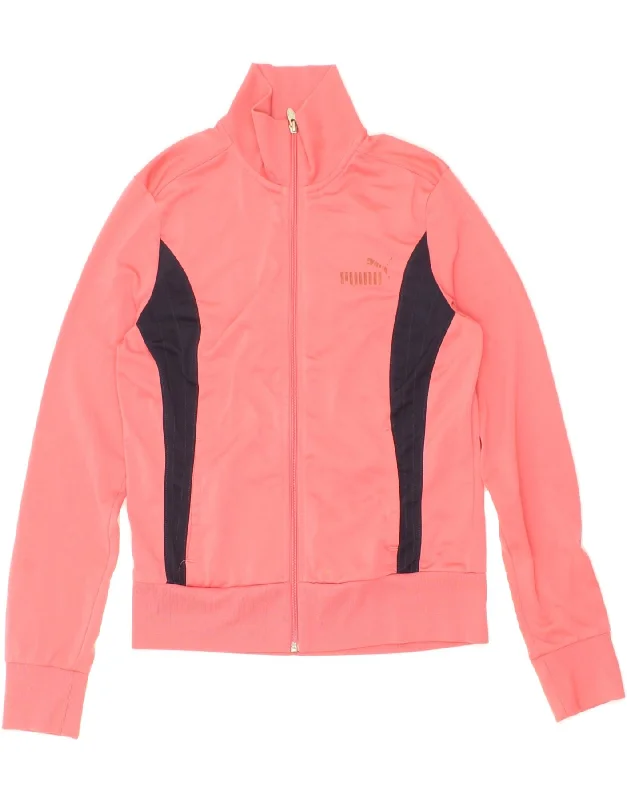 PUMA Womens Tracksuit Top Jacket UK 12 Medium Pink Colourblock Polyester Fleece Fabric Down Fabric Feather Fabric PUMA Womens Tracksuit Top Jacket UK 12 Medium Pink Colourblock Polyester Fleece Fabric Down Fabric Feather Fabric