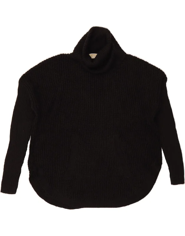 MICHAEL KORS Womens Oversized Roll Neck Jumper Sweater UK 10 Small Black Fleece Sweater Nylon Polyester MICHAEL KORS Womens Oversized Roll Neck Jumper Sweater UK 10 Small Black Fleece Sweater Nylon Polyester