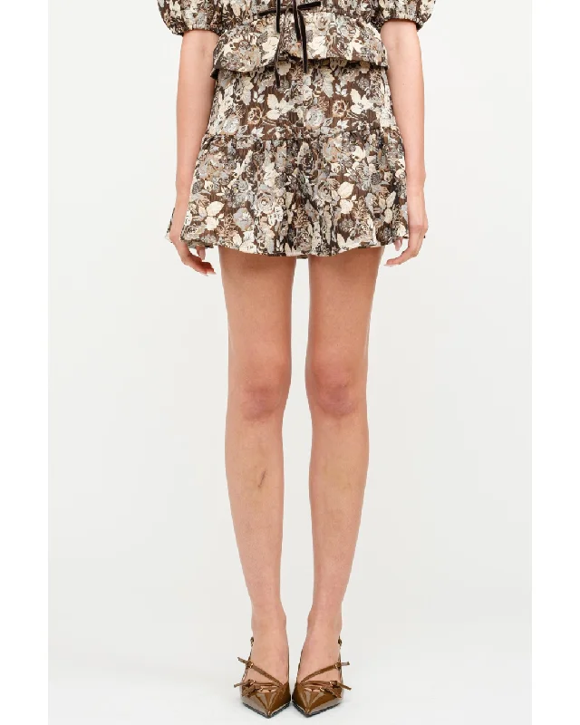 Ren Belted Mini Skirt Brown Multi corduroy skirt durable