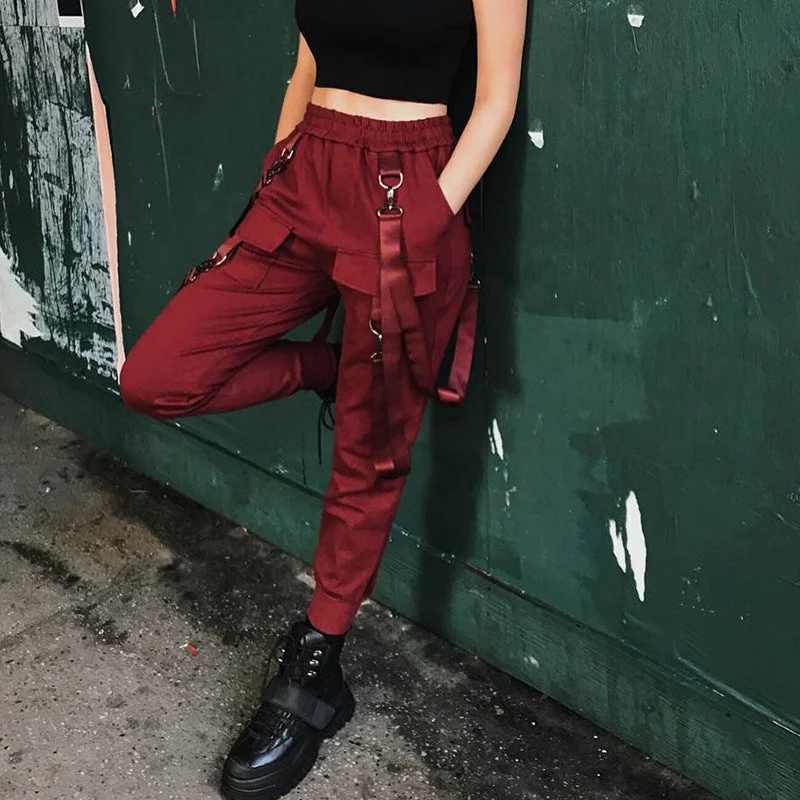 High Waist Spenders Loose Cargo Pants Comfortable Denim Pants