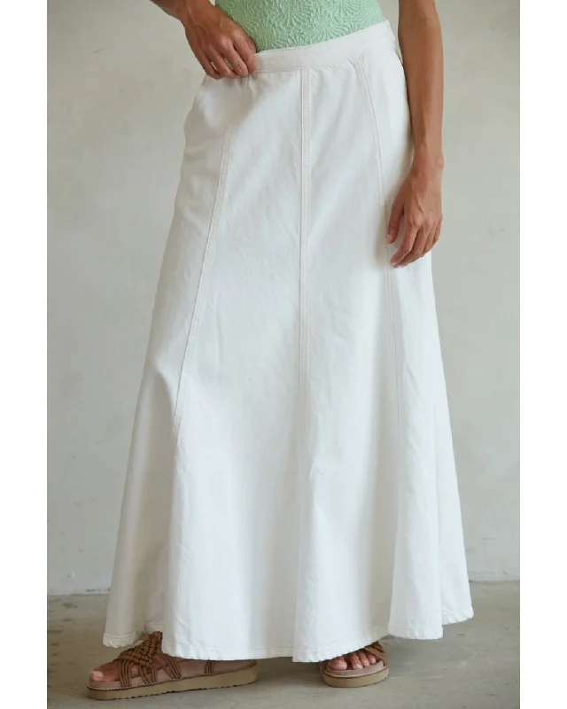 Back Home Denim Maxi Skirt Cream linen skirt light