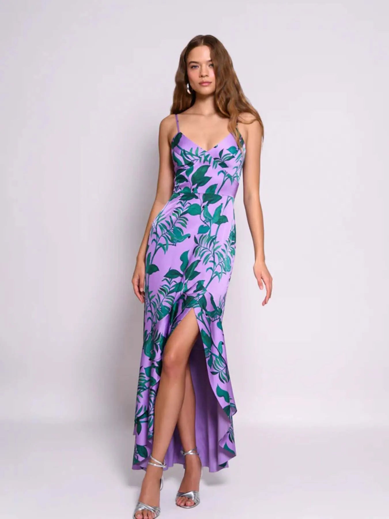 Elegant Floral Printed Spaghetti Strap V-Neck Long Dress For Women High Waist Sexy High Fork Fashion Casual Clothing In 2024 Tunics Fashionable trendy Elegant Floral Printed Spaghetti Strap V-Neck Long Dress For Women High Waist Sexy High Fork Fashion Casual Clothing In 2024 Tunics Fashionable trendy
