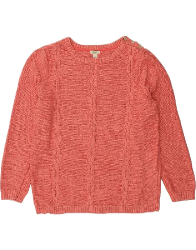 L.L.BEAN Womens Crew Neck Jumper Sweater UK 16 Large Pink Cotton Toggled Drawstring Belted L.L.BEAN Womens Crew Neck Jumper Sweater UK 16 Large Pink Cotton Toggled Drawstring Belted