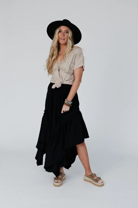 The Nest Swing Of Things Pocketed Midi Skirt - Black cashmere skirt soft