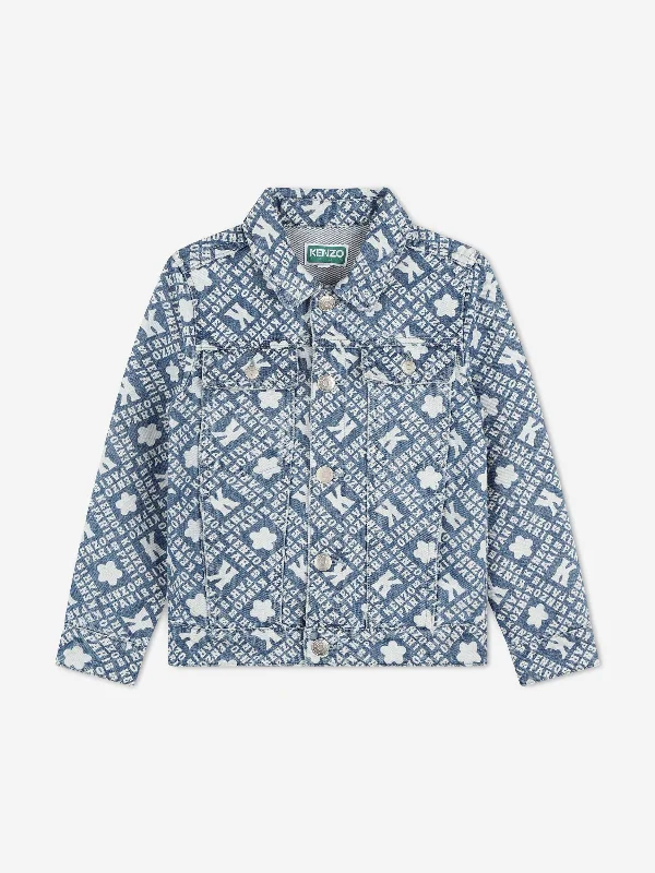 KENZO Kids Logo Denim Jacket in Blue Herringbone Jacket Checkered Jacket Solid Jacket KENZO Kids Logo Denim Jacket in Blue Herringbone Jacket Checkered Jacket Solid Jacket