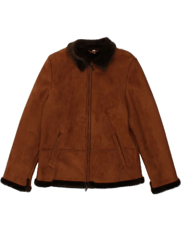 VINTAGE Womens Sherpa Jacket UK 14 Large Brown Polyester Chenille Jacket Brocade Jacket Lace Jacket VINTAGE Womens Sherpa Jacket UK 14 Large Brown Polyester Chenille Jacket Brocade Jacket Lace Jacket