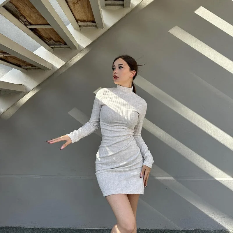 Wjczt y2k dress to impress Hot Girl Autumn New Solid Color High Collar Long Sleeve Pit Slim Short High Waist Women's Fashion Dress Tunics Luxurious high-end Wjczt y2k dress to impress Hot Girl Autumn New Solid Color High Collar Long Sleeve Pit Slim Short High Waist Women's Fashion Dress Tunics Luxurious high-end