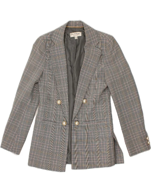 MISS SELFRIDGE Womens Open Blazer Jacket UK 8 Small Grey Check Polyester Rayon Fabric Velvet Fabric Corduroy Fabric MISS SELFRIDGE Womens Open Blazer Jacket UK 8 Small Grey Check Polyester Rayon Fabric Velvet Fabric Corduroy Fabric