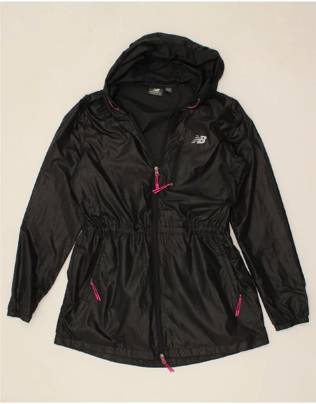 NEW BALANCE Womens Hooded Rain Jacket UK 16 Medium Black Polyester Satin Jacket Silk Jacket Chiffon Jacket NEW BALANCE Womens Hooded Rain Jacket UK 16 Medium Black Polyester Satin Jacket Silk Jacket Chiffon Jacket