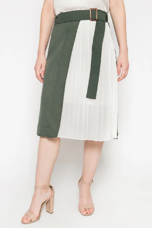 Accordion Skirt in Khaki Green corduroy skirt comfortable
