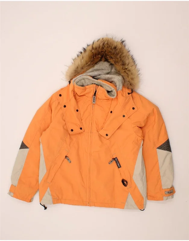 COLMAR Womens Hooded Ski Jacket EU 44 2XL Orange Colourblock Polyamide Belted Jacket Elasticated Jacket Padded Jacket COLMAR Womens Hooded Ski Jacket EU 44 2XL Orange Colourblock Polyamide Belted Jacket Elasticated Jacket Padded Jacket
