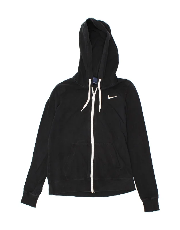 NIKE Womens Zip Hoodie Sweater UK 12 Medium Black Cotton Layered Multi-layer Single Layer NIKE Womens Zip Hoodie Sweater UK 12 Medium Black Cotton Layered Multi-layer Single Layer