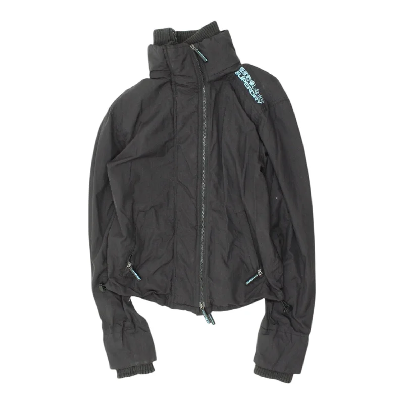 Superdry Womens Black Windcheater Rain Jacket | Vintage Windbreaker Designer Hooded Jacket Caped Jacket Shawl Collar Jacket Superdry Womens Black Windcheater Rain Jacket | Vintage Windbreaker Designer Hooded Jacket Caped Jacket Shawl Collar Jacket
