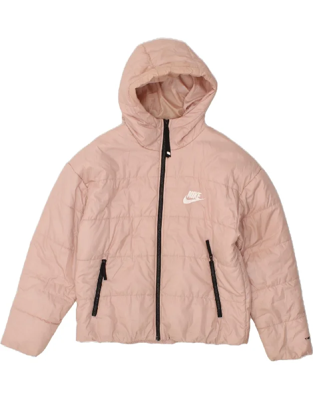 NIKE Womens Therma-Fit Hooded Padded Jacket UK 14 Medium Pink Polyester Chenille Jacket Brocade Jacket Lace Jacket NIKE Womens Therma-Fit Hooded Padded Jacket UK 14 Medium Pink Polyester Chenille Jacket Brocade Jacket Lace Jacket