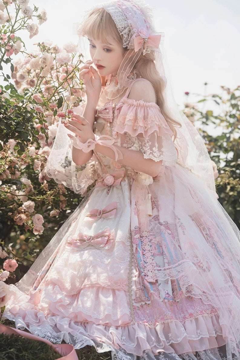 Wjczt Japanese sweet lace floral embroidered Princess dress Girl Cute pre-party Victorian Lolita dress Tunics Seasonal trendy Wjczt Japanese sweet lace floral embroidered Princess dress Girl Cute pre-party Victorian Lolita dress Tunics Seasonal trendy