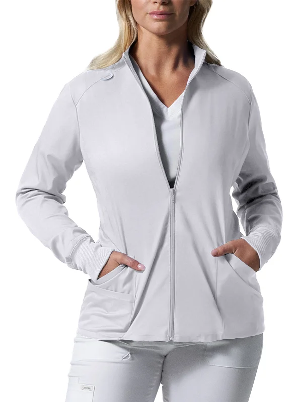 Women's 3-Pocket Mock Neck Zip-Front Scrub Jacket Lace Jacket Ribbed Jacket Sequined Jacket Women's 3-Pocket Mock Neck Zip-Front Scrub Jacket Lace Jacket Ribbed Jacket Sequined Jacket