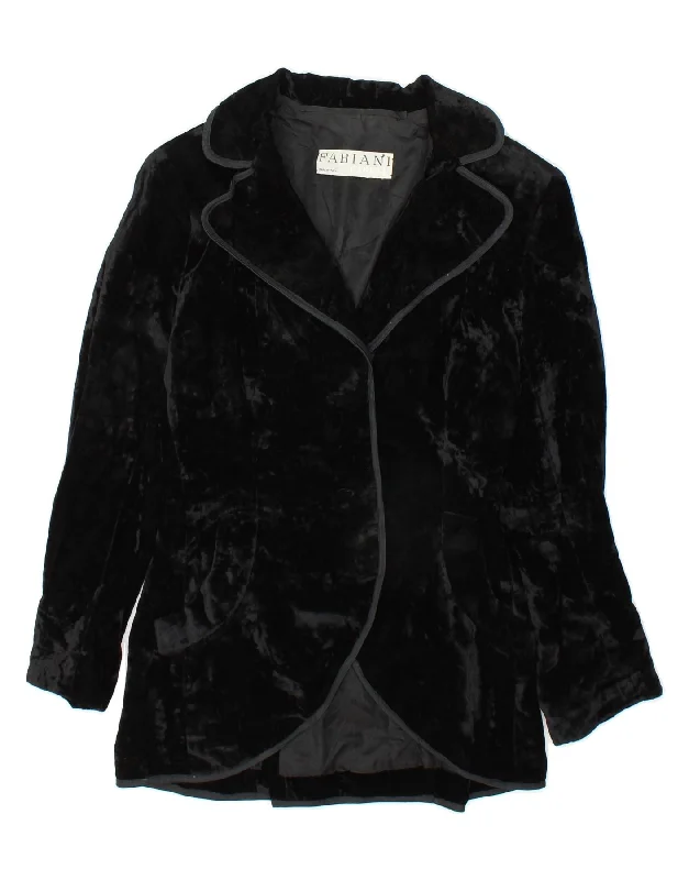 FABIANI Womens 2 Button Blazer Jacket UK 12 Medium Black Rayon Fabric Velvet Fabric Corduroy Fabric FABIANI Womens 2 Button Blazer Jacket UK 12 Medium Black Rayon Fabric Velvet Fabric Corduroy Fabric