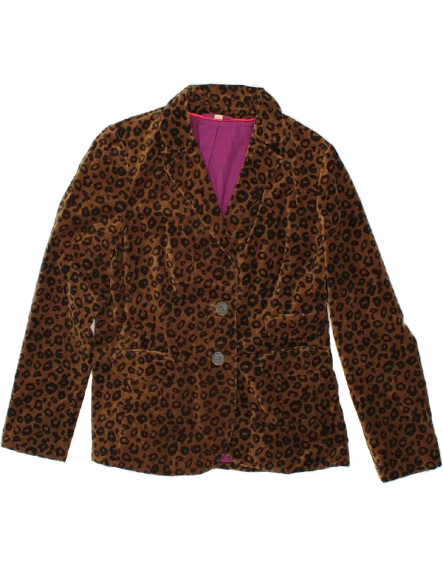 BODEN Womens 2 Button Blazer Jacket UK 14 Large Brown Animal Print Cotton Wool Fabric Cashmere Fabric Tweed Fabric BODEN Womens 2 Button Blazer Jacket UK 14 Large Brown Animal Print Cotton Wool Fabric Cashmere Fabric Tweed Fabric