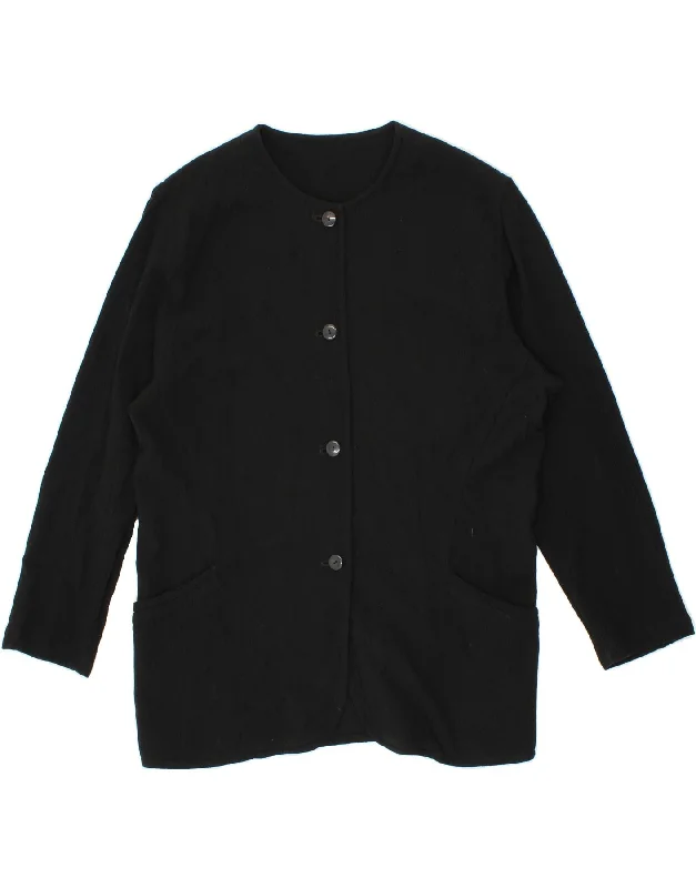 VINTAGE Womens 4 Button Longline Blazer Jacket UK 16 Large Black Welt Pockets Slit Pockets Flap Pockets VINTAGE Womens 4 Button Longline Blazer Jacket UK 16 Large Black Welt Pockets Slit Pockets Flap Pockets