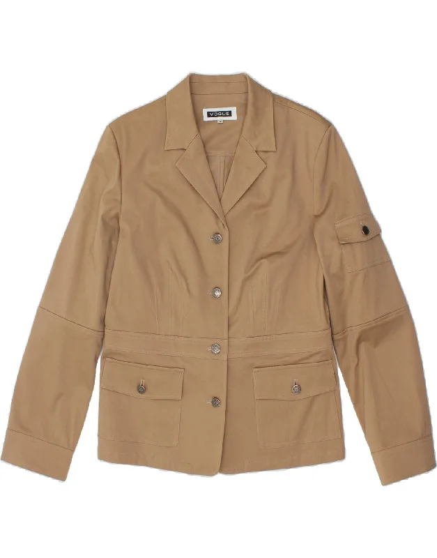 VOGUE Womens 4 Button Blazer Jacket UK 14 Large Beige Cotton Knit Jacket Woven Jacket Fleece Jacket VOGUE Womens 4 Button Blazer Jacket UK 14 Large Beige Cotton Knit Jacket Woven Jacket Fleece Jacket