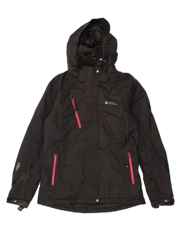 MOUNTAIN WAREHOUSE Womens Hooded Windbreaker Jacket UK 8 Small Black Nylon Print Jacket Jacquard Jacket Embroidered Jacket MOUNTAIN WAREHOUSE Womens Hooded Windbreaker Jacket UK 8 Small Black Nylon Print Jacket Jacquard Jacket Embroidered Jacket