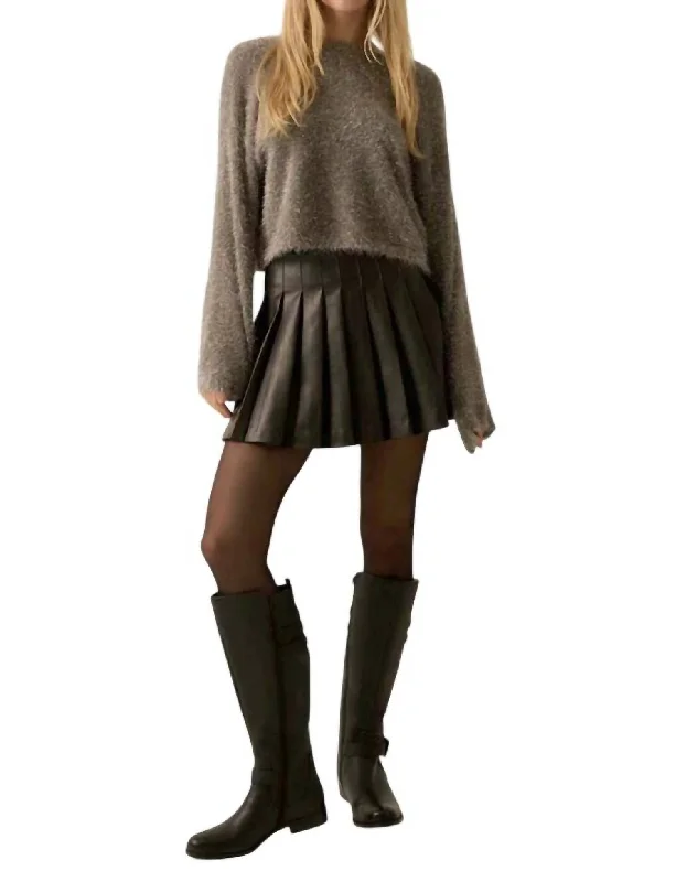 Winter Wonderland Metallic Fuzzy Knit Sweater In Charcoal High Neck Crew Neck V-Neck Winter Wonderland Metallic Fuzzy Knit Sweater In Charcoal High Neck Crew Neck V-Neck