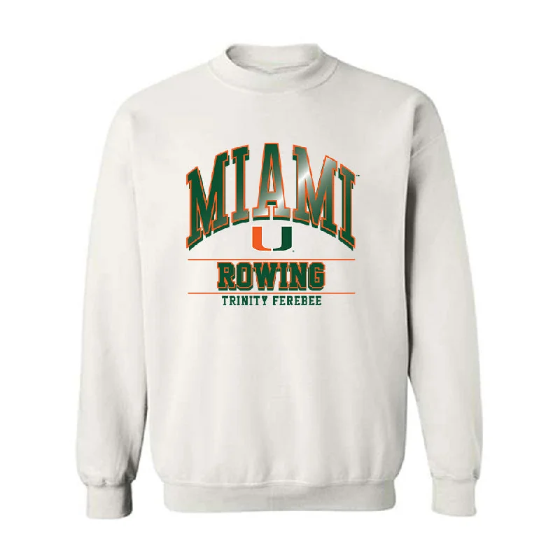 Miami - NCAA Women's Rowing : Trinity Ferebee - Classic Fashion Shersey Crewneck Sweatshirt Hoodie with Mock Neck Collared Structured Miami - NCAA Women's Rowing : Trinity Ferebee - Classic Fashion Shersey Crewneck Sweatshirt Hoodie with Mock Neck Collared Structured